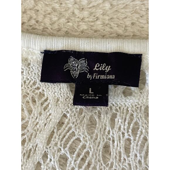 Lily Women's Crochet Open Knit Asymmetric Top White L Whimsical Mermaid Boho - Picture 4 of 16